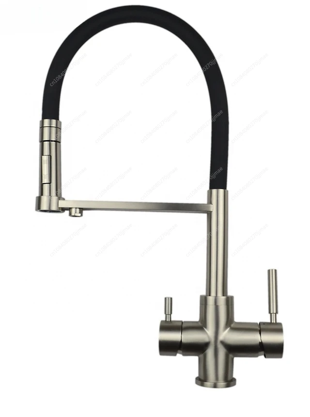 Kitchen Faucets with Pull Down Sprayer 4 Way Faucets Pure Hot and Cold Water Dual Handle Four Way Tap