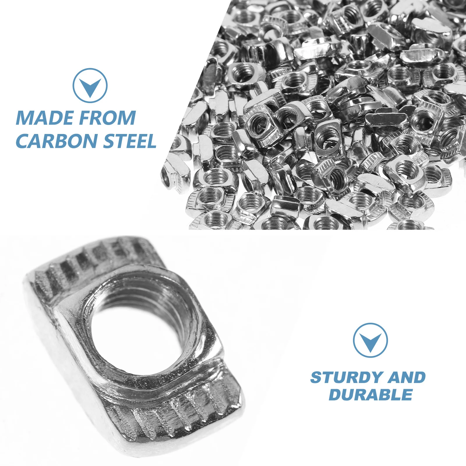 

200Pcs Aluminum Profile T-Nuts M5x10x6 Nickel Plated Carbon Steel High Hardness Rust Resistant for European Aluminum Extrusions