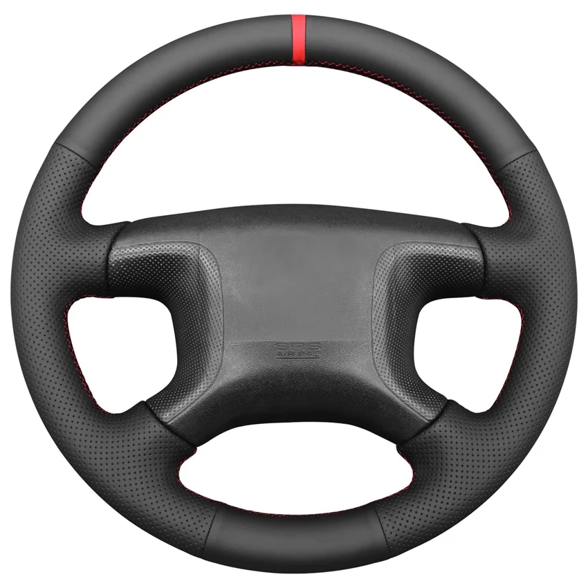 Black Faux Leather Car Steering Wheel Cover For Mitsubishi Pajero Montero Shogun 2000-2006