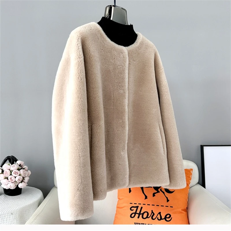 JT414 Fashion Real Wool Fur Warm Coat Female 2023 Winter New Sheep Shearling Coat Lamb Hair Short Jacket