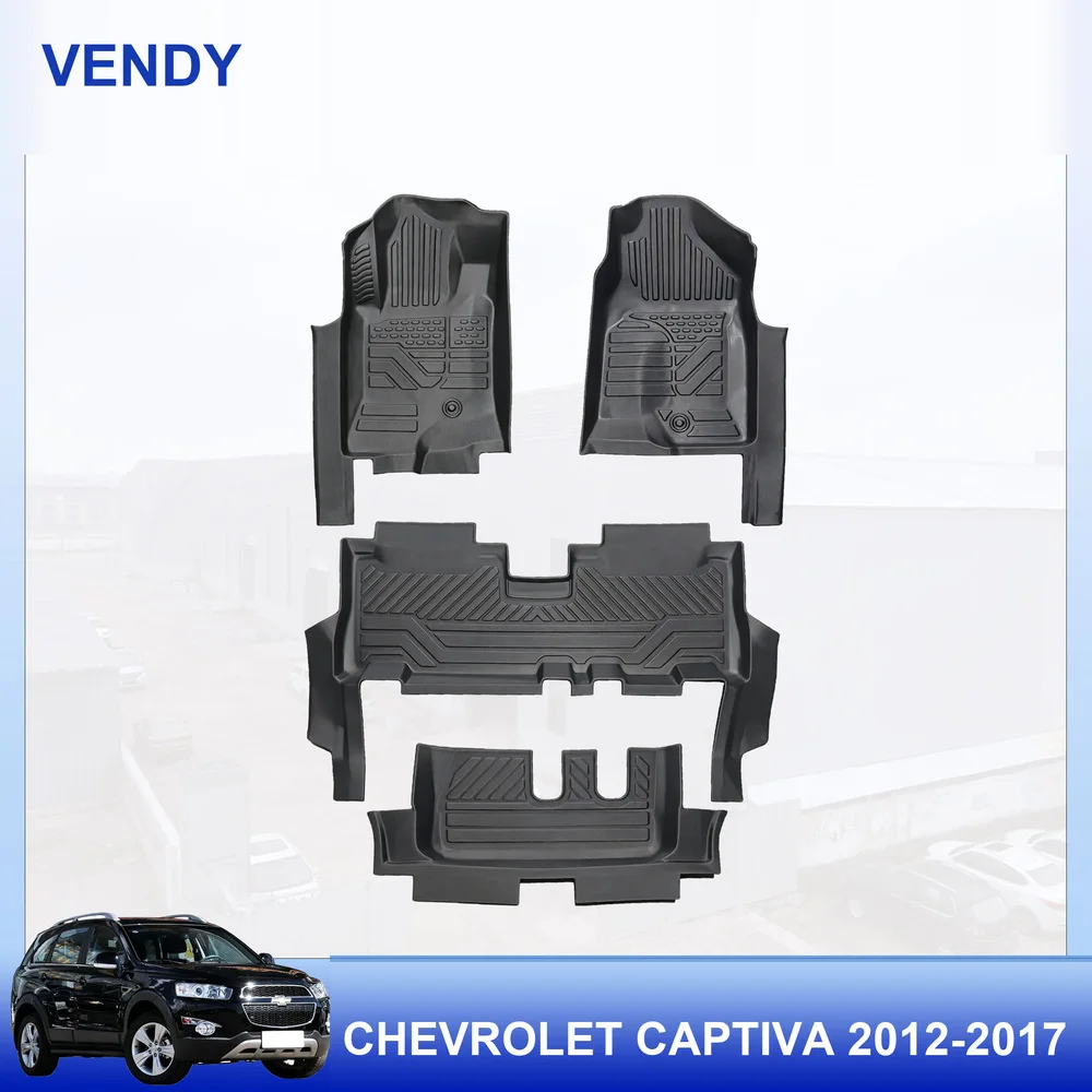TPE Car Floor Mats Custom Fit for Chevrolet Captiva 2012-2017 Left Hand Drive Full Set All Weather Waterproof Easy to Clean
