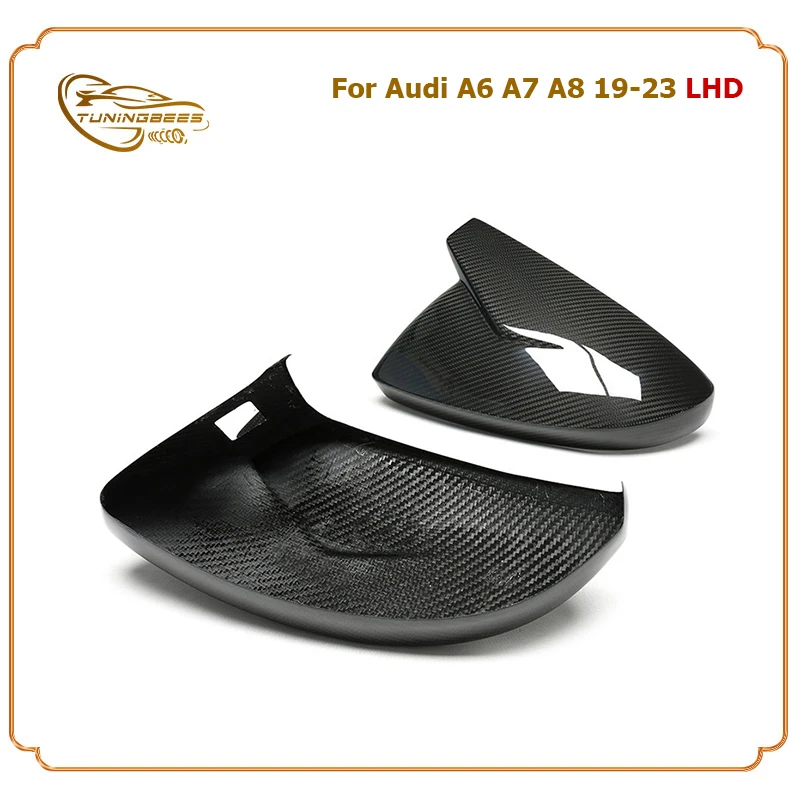 Replacement Carbon Fiber Rearview Side Door Mirror Cover For Audi A6 S6 RS6 A7 S7 RS7 A8 S8 C8 2019 2020 2021 2022 2023 LHD Only