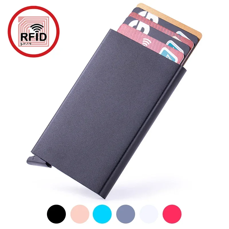 Metal RFID Smart Pop-Up Wallet - Thin Slim Credit Card Holder Anti-Theft Protector Mini 6-12 Card Capacity Uni for Men Women