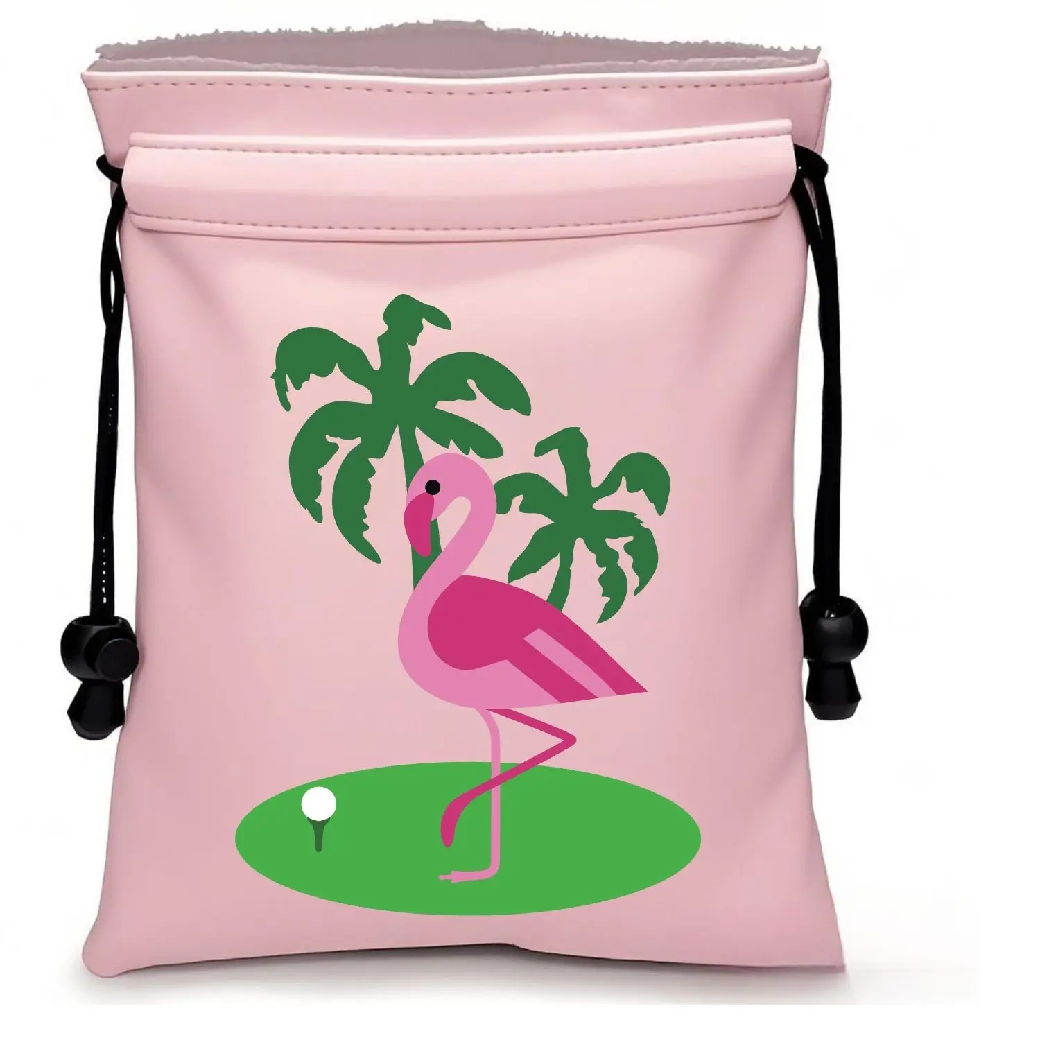 Golf Valuable Item Bag, Funny Golf Valuables Pouch Golf Tee Pattern, PU Leather Golf Tee Pouch with Drawstring Closure
