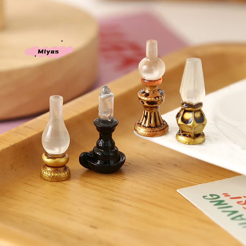 5Pcs 1/12 Retro Dollhouse Wall Lamp Oil Lamp Model - Simulation Furniture Decoration for Kids Pretend Play