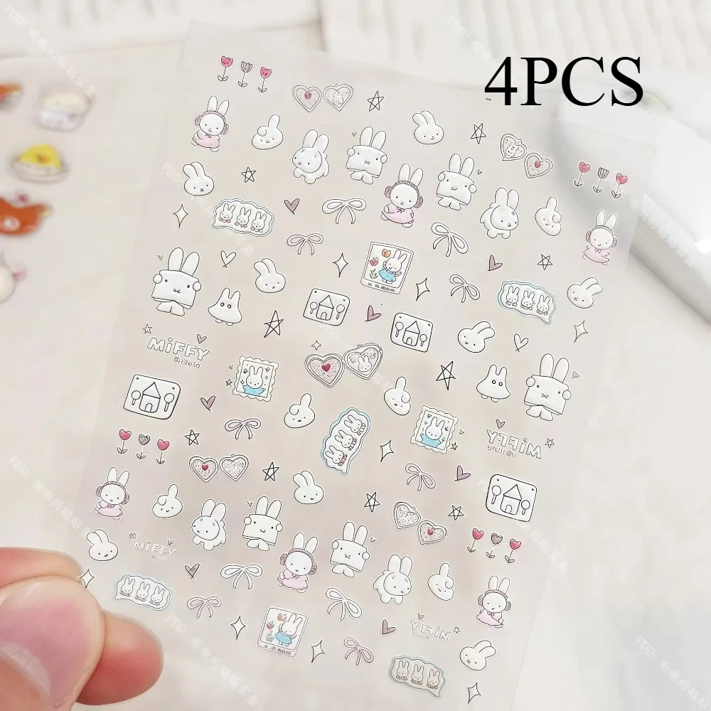 Kawaii Miffy Cartoon Niedliche Geprägte 3D Nagelkunst-Aufkleber Wasserbecher Kameras DIY Aufkleber Dekorationen Geschenk Spielzeug für Mädchen S
