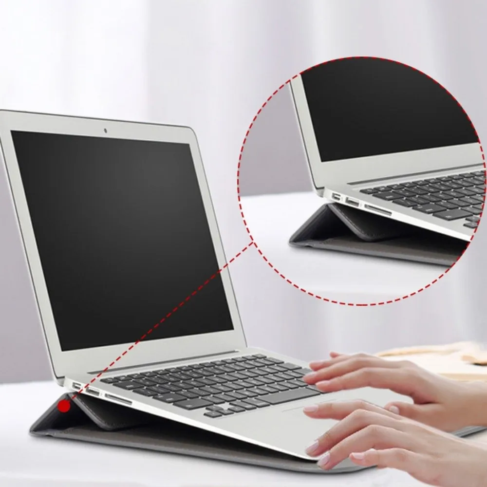 Magnetische sluiting 13 inch laptoptassen Lederen beugel Laptophoes Lichtgewicht envelopontwerp Notebookhoes Reizen