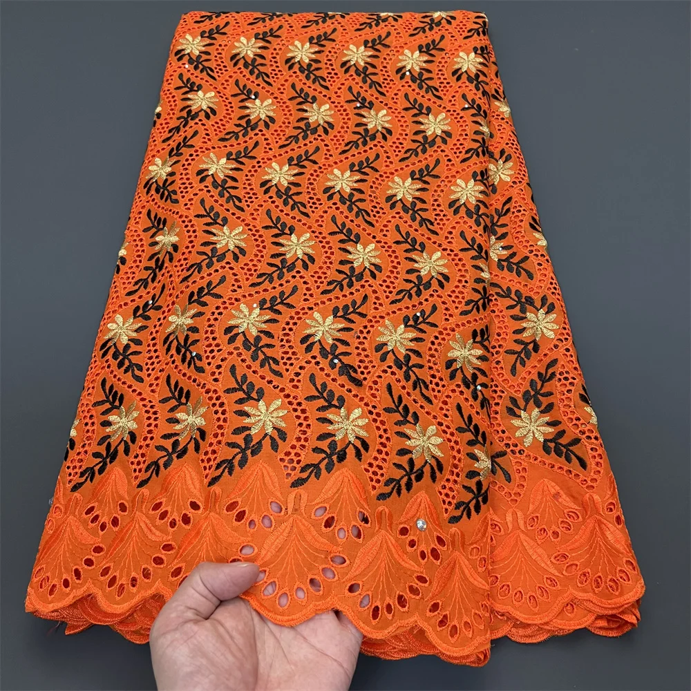 

2025 африканский нигерийский тюль, кружевная ткань для шитья платья, высокое качество, дамасский хлопок, чистая вышивка, свадебная вечеринка, hz1363 5 ярдов