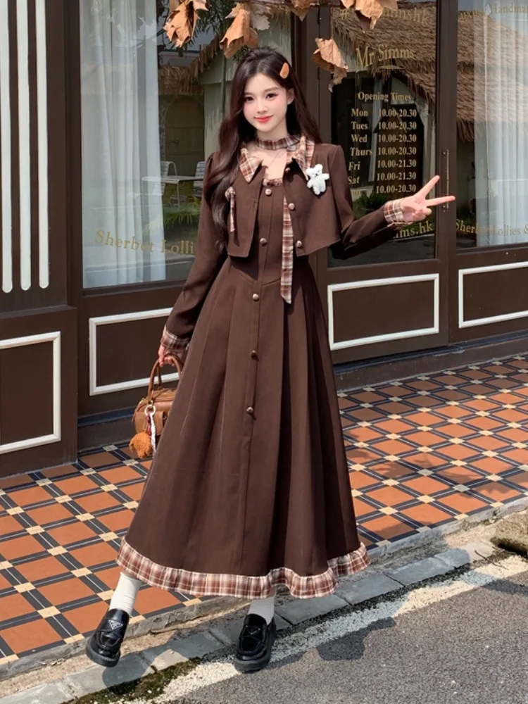 

plus Size Retro Suit Jacket And Dress Two Piece Set Women's Fashion Casual Wear Autumn Collection Breathable Long Sleeve