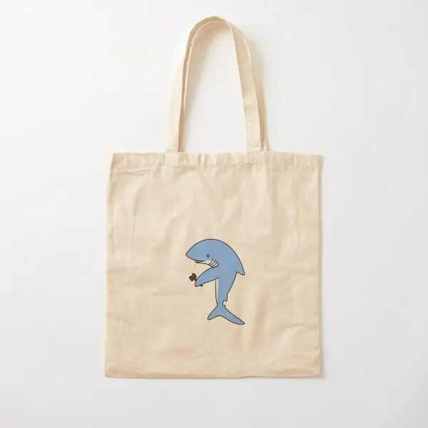 Lawyer Shark Cotton  Canvas Bag Grocery Handbag Printed Tote Fashion Shoulder Bag Reusable Travel Unisex Designer Women Shopper