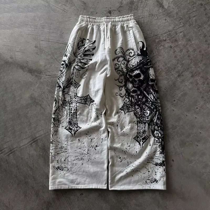 2026 Y2K Retro Casual Pants Gothic Skull Direct Spray Printing Floor Pants Oversized Unisex Streetwear Fashion Clothing Joggers view 2
