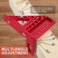 3D Multi-Angle Measuring Ruler, 45/90 Degree Woodworking Square Protractor, Miter Triangle Ruler Layout Measuring Tool