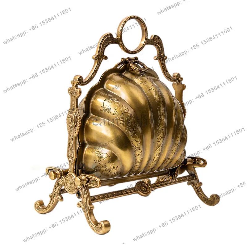 Imported European hollow handmade brass snacks dried fruit hand basket folding light luxury
