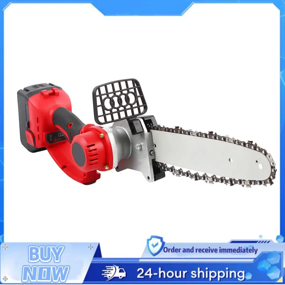 

10-Inch Cordless Electric Chainsaw Electric Portable Chainsaw 1200W Brushless Motor with 2×4Ah Batteries Handheld Chainsaw