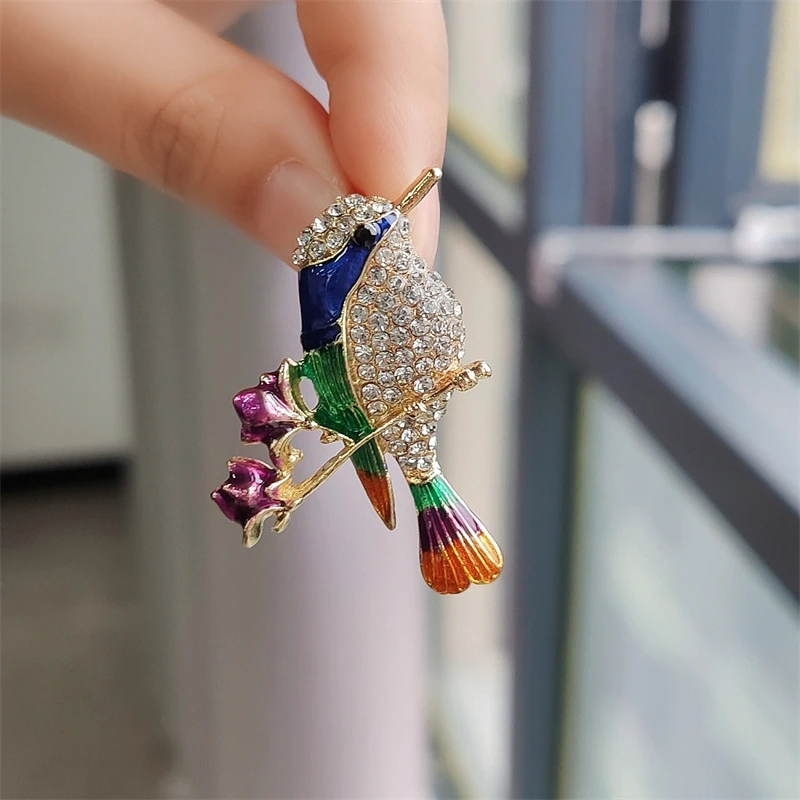 Japan and South Korea fashion new lovely branch flower bird brooch everything alloy animal chest