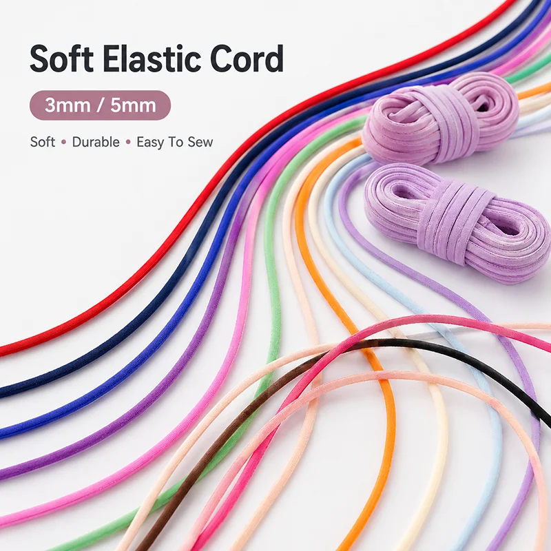 

20/40Meters 3/5mm Nylon Elastic Rope for Hair Ring Mask Dress Garment Drawstring Cord Sewing Trim Material Roll Accessory Supply