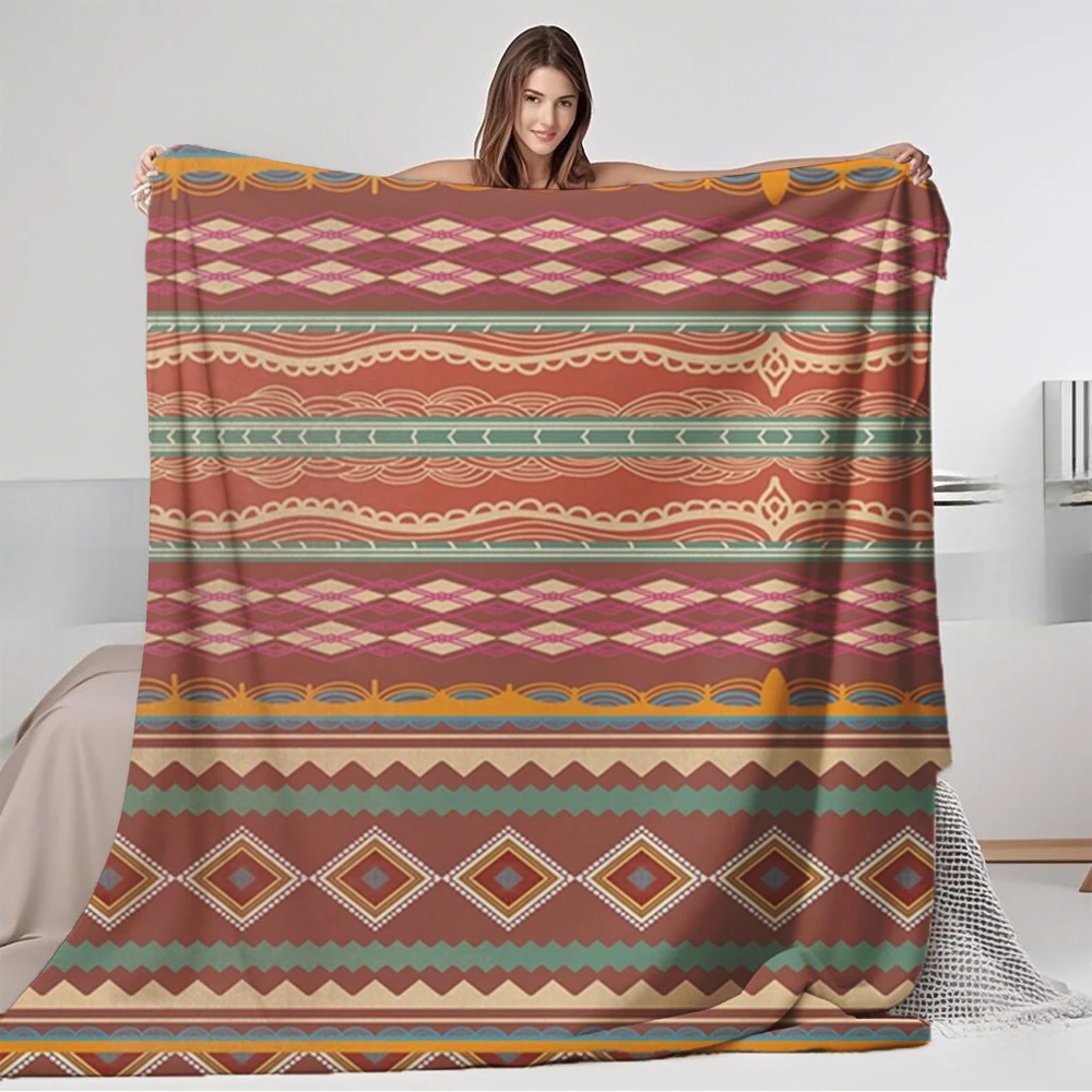 

Durable Flannel Bed Blanket Ethnic Motifs Are Characterized Rustic Design Plush Throw Moisture-wicking Blankets For Adults