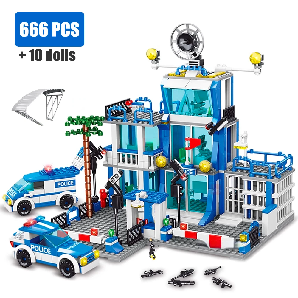 City Police Station Office Department Building Blocks Security Protection Prison Car DIY Figures Brick Toy Gift