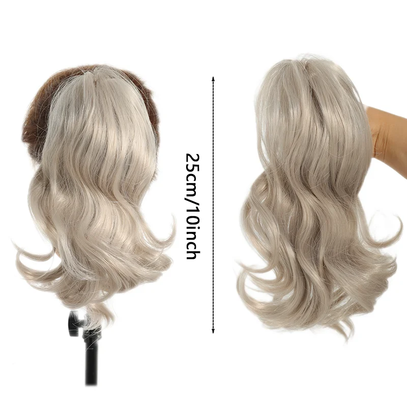 LUPU Synthetic Ponytail Extension Short Wave Curly Ponytail Clip in Claw Hair Extension Natural Synthetic Hairpiece for Women