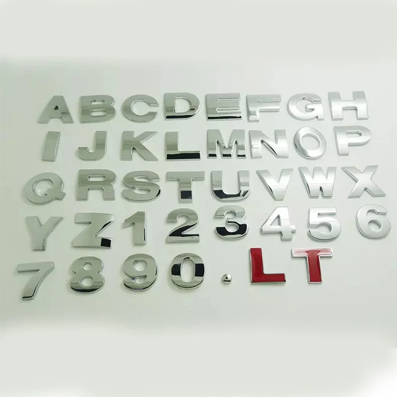 3d Metal Alphabet Silver Insignia Chrome Silver Digital Alphabet Logo Car Sticker Trunk Logo Suitable For Audi Bmw Honda