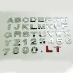 Logo de voiture alphabet numérique 3D, insigne argenté chromé, autocollant de coffre, métal, adapté pour Audi, BMW, Honda