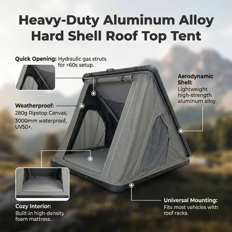 Customize Manual Folding Waterproof Locking Pickup Truck Bed-mounted Rooftop Tent with Universal Fit