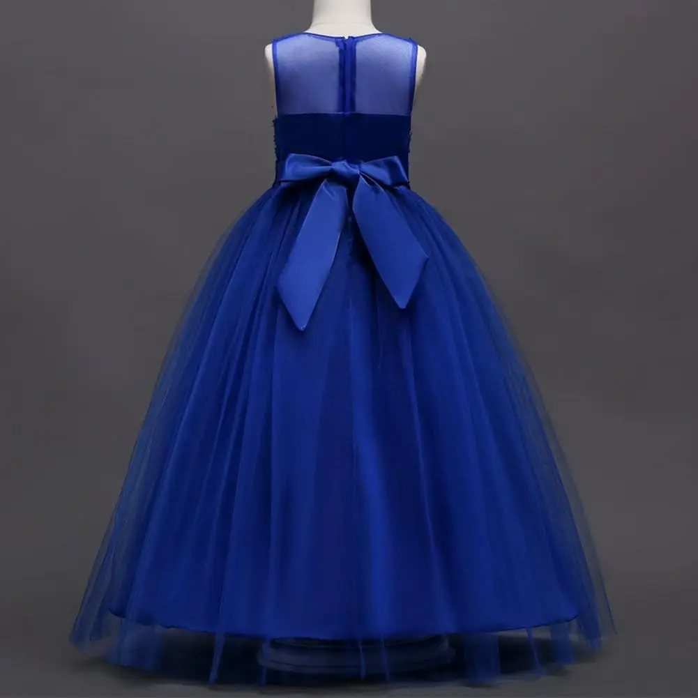 Тюлевое ретро винтажное кружевное вечернее платье с цветочным принтом для девочек длиной до пола, танцевальное платье для свадебной вечеринки