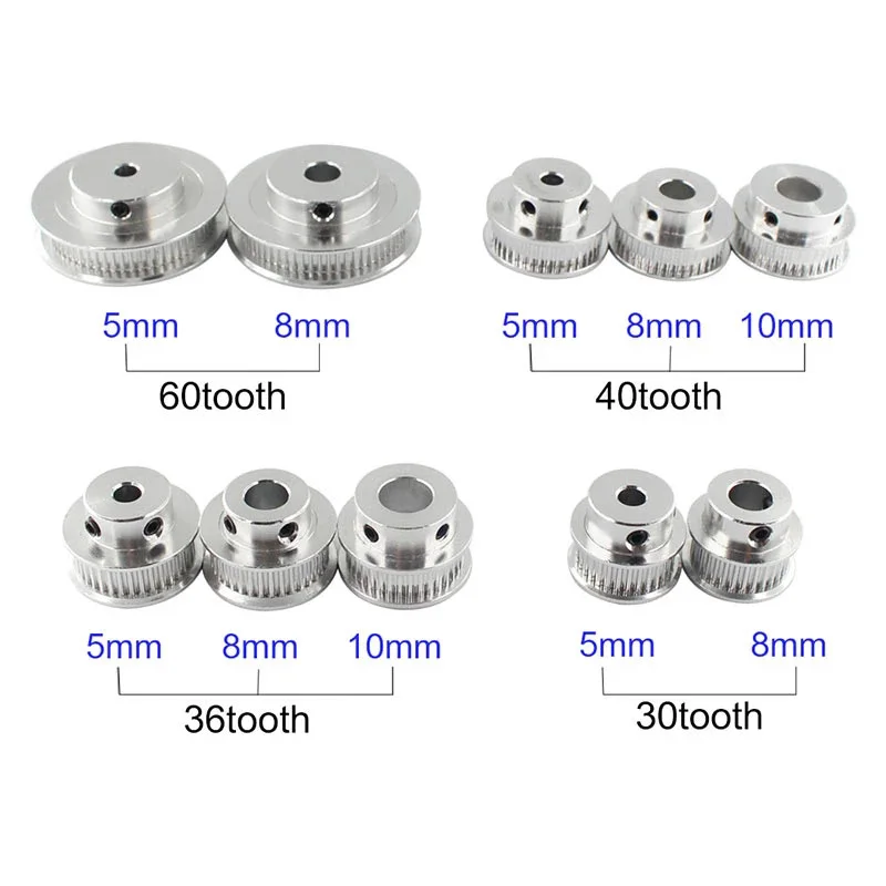 

3D Printer Parts GT2 Timing Pulley 30 36 40 60 Tooth Wheel Bore 5mm 8mm Aluminum Gear Teeth Width 6mm 2GT Accessories For Reprap