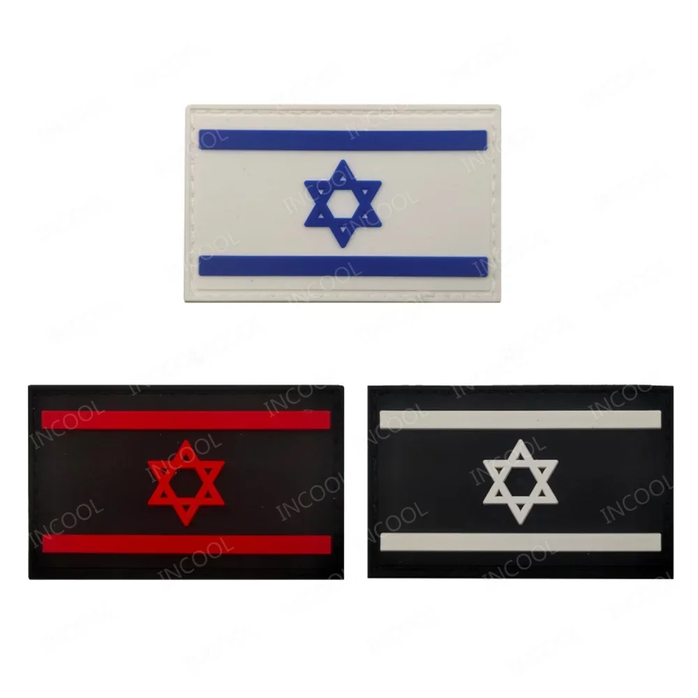 Reflective Israeli Israel Embroidered Flag Patches Green PVC Rubber Double Sword Appliqued Patch For Clothing Backpack - view 3