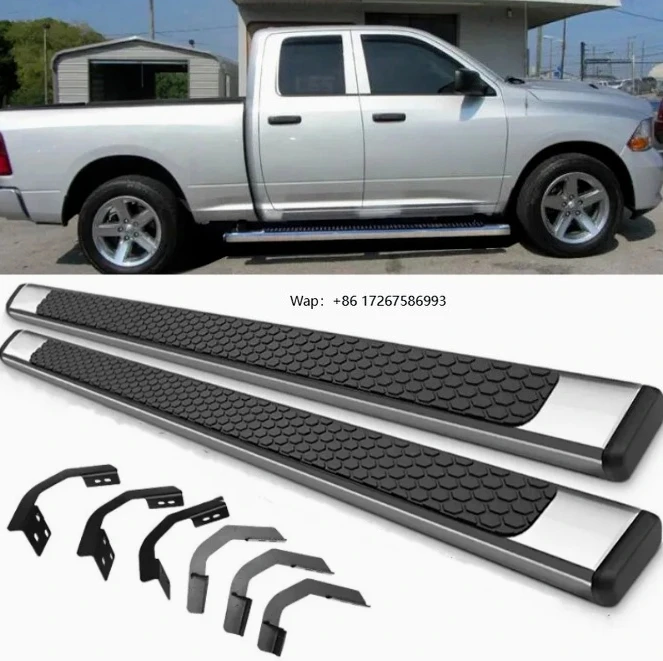 

Fit for for 1500 Crew Cab 2009-2025 Silver/Black Side Step Running Board-Retrofit/Upgrade