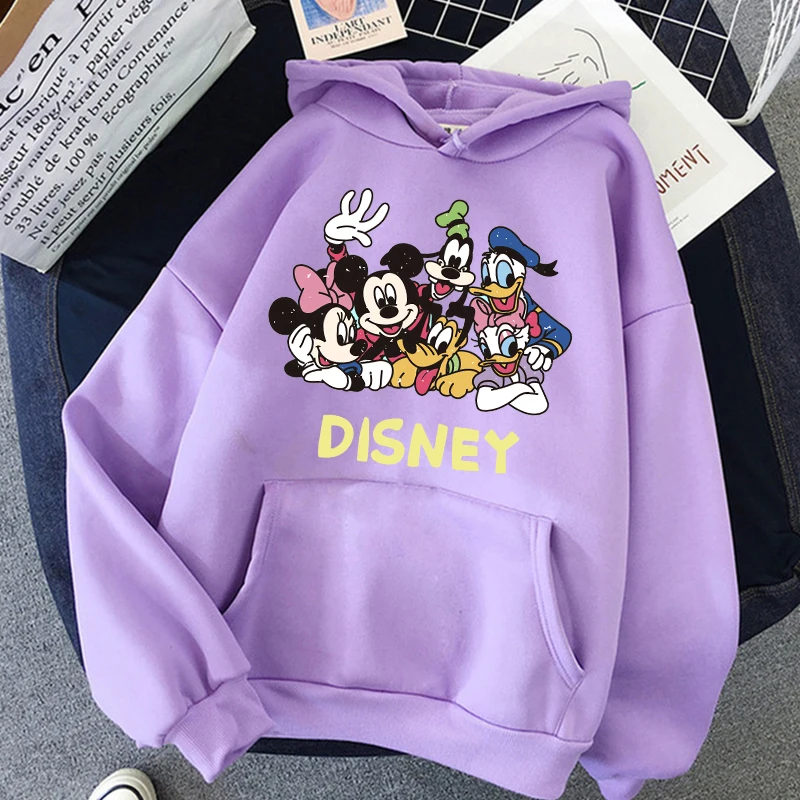 Sudadera con capucha de Minnie Disney para mujer, Sudadera con capucha de Mickey Mouse, ropa de calle Harajuku para niños y niñas, 2024