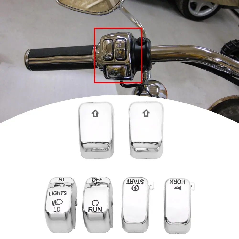 

Chrome Handlebar Switch Caps Fit For Harley Davidson Dyna Softail Touring Sportster V-Rod & CVO 1996-2017