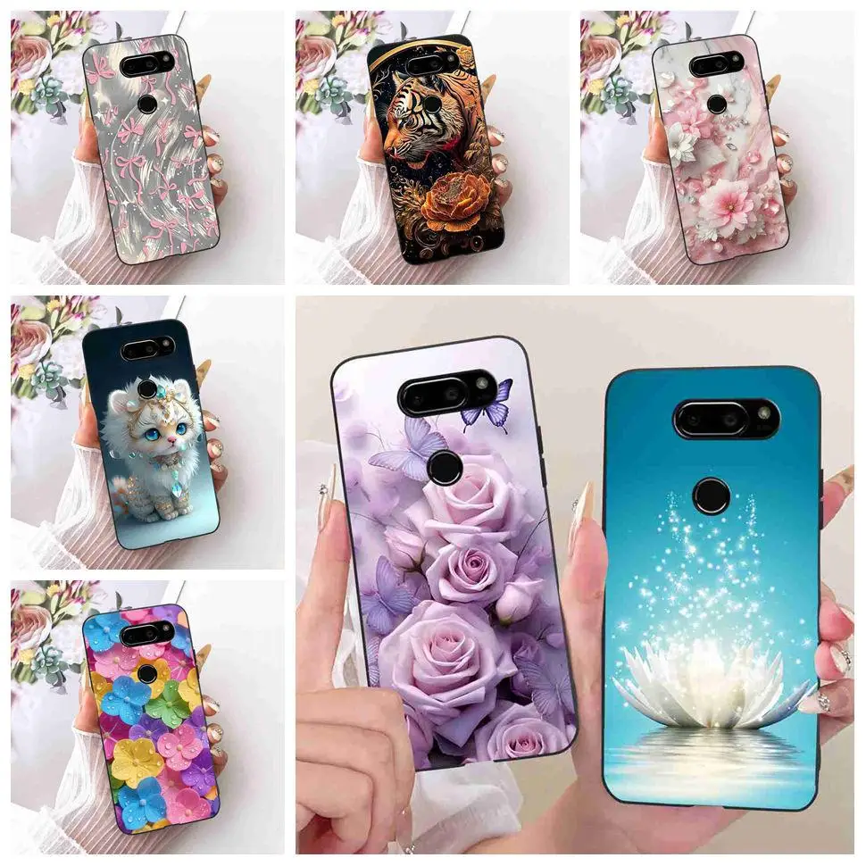 For LG V30 2017 H930 H933 Case Latest Style Flowers Soft Silicone TPU Black Cover For LG v30 V30 2017 Phone Cases Bumper Capa
