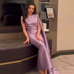 Jirocum Saudi Arabia Elegant One Shoulder Lilac Prom Dress Women's Beaded Satin Party Evening Gown Ankle Formal Occasion Dresses