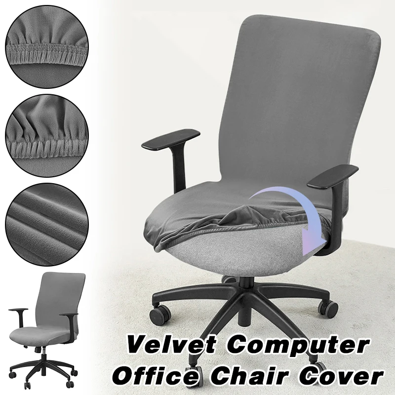1pc Velvet Computer Office Chair Cover Solid Color Stretch Armchair Slipcover Anti-dirty Rotating Gaming Desk Seat Chair Covers