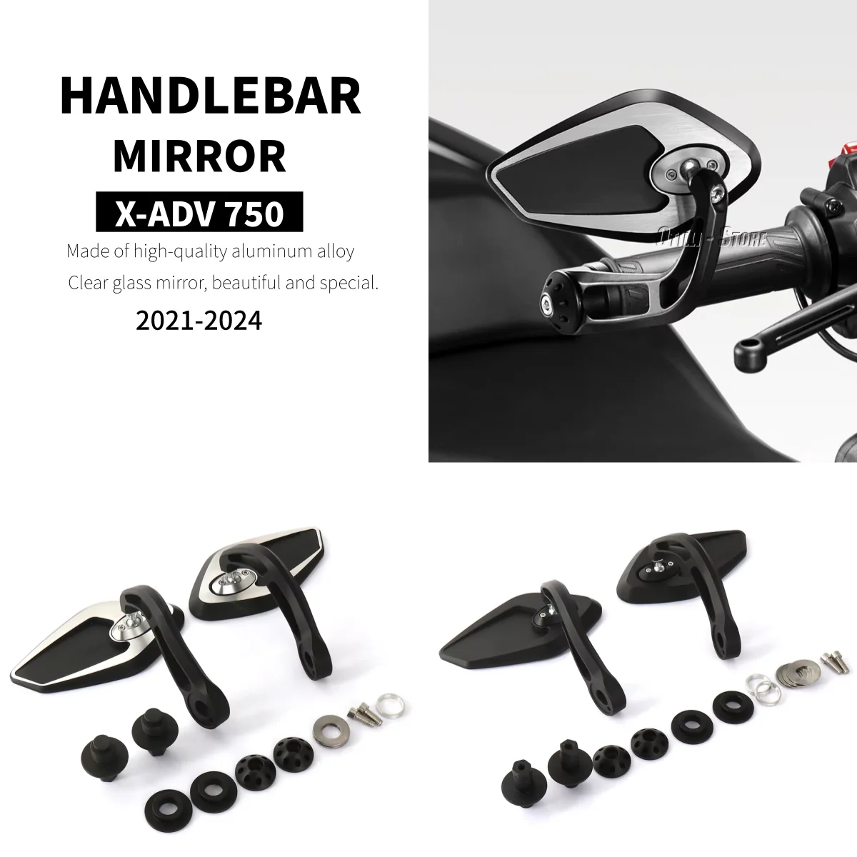 

For Honda XADV 750 XADV750 X-ADV 750 2021 2022 2023 2024 Motorcycle Aluminum Handlebar Mirror Rear View Side Bar End Mirrors Kit