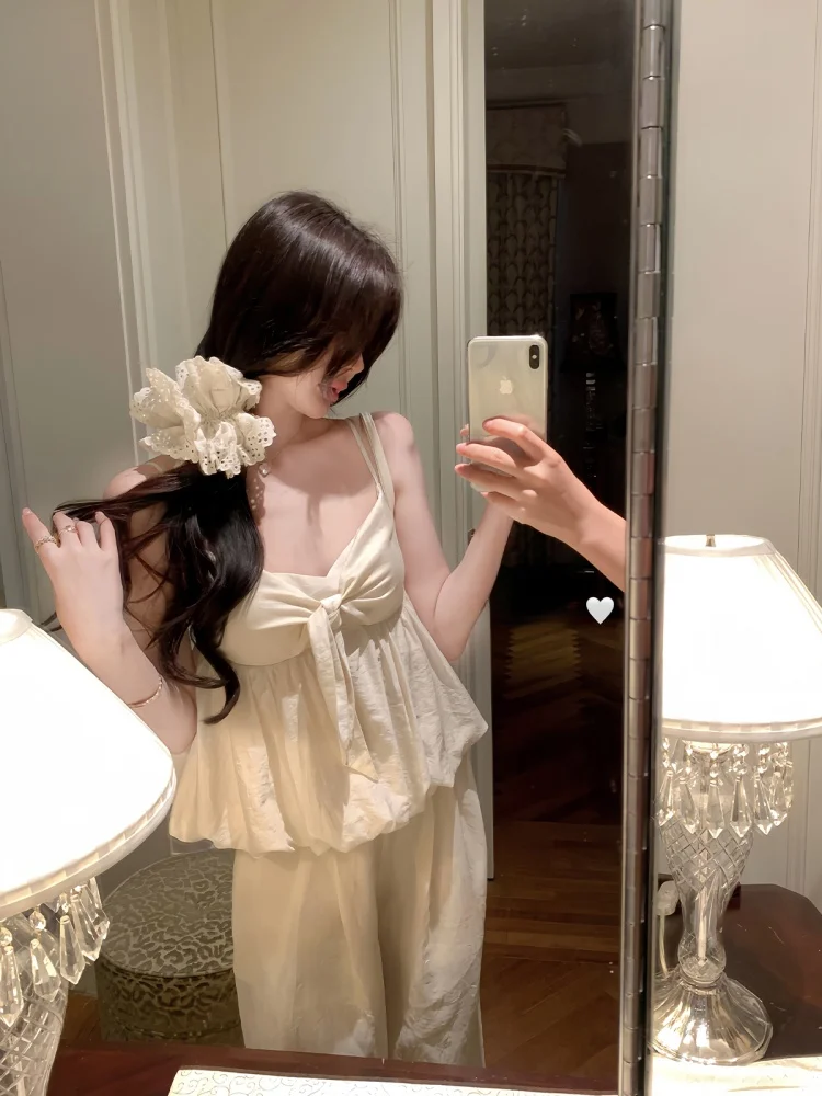 

Sweet Korean Sle Women's Knot V-ne Tied Waist Chiffon Top Summer Faion Sensation Blouse White Water Fem
