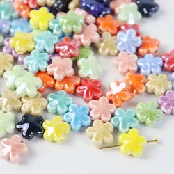 10pcs 12mm Five-petaled Flowers Ceramic Beads For Jewelry Making Bracelet Necklace Colorful Ceramic Flower Beads
