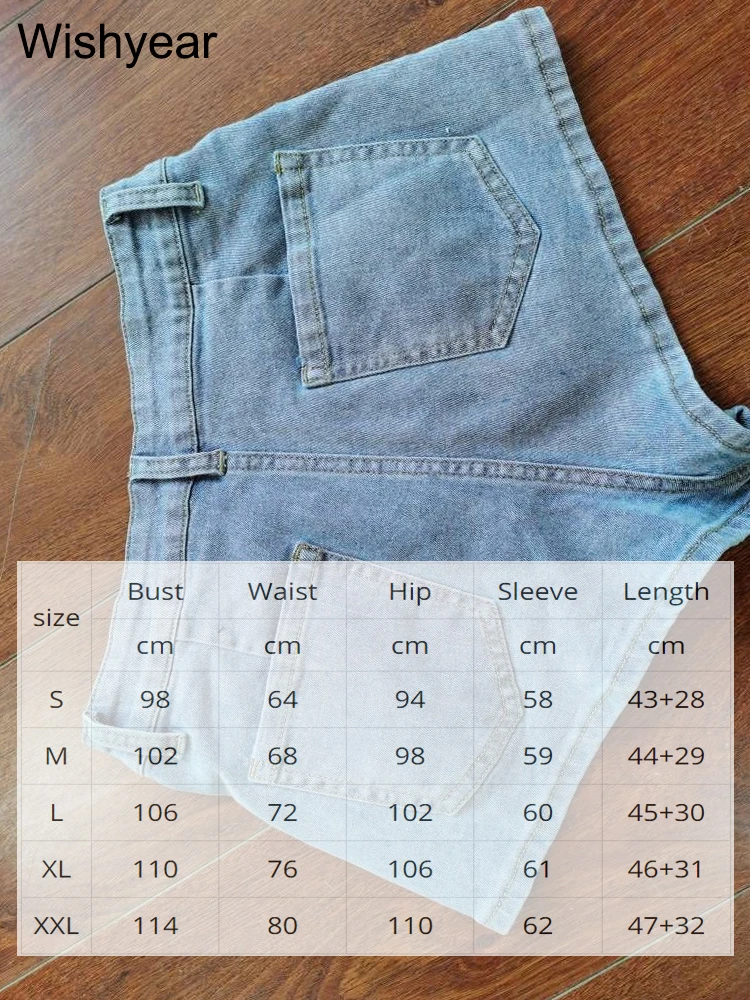 Wishyear Sexy Blue Denim Jacket and Shorts Matching Sets Women Jean Two Piece Suits Streetwear Fall Birthday Party Club Outfits