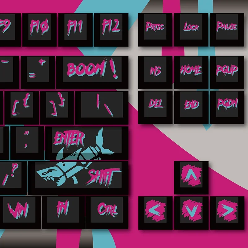 ECHOME Arcane Jinx Theme Keycaps PBT Dye-sublimation Keyboard Cap Cherry Profile Custom Scrawl Key Cap for Mechanical Keyboard