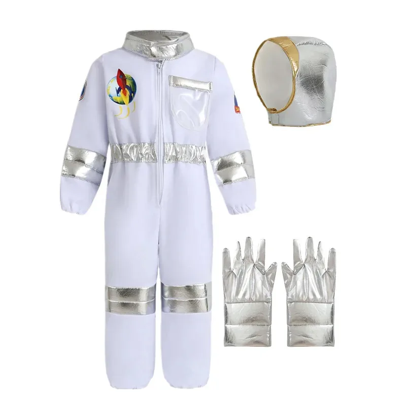 

Kids American Space Suit Style Kids Astronaut Costume, 3D Space Hat Gloves Jumpsuit, Halloween Cosplay Cool Costume