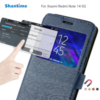 PU Phone Case For Xiaomi Redmi Note 14 5G Flip Case For Xiaomi Redmi Note 14 5G View Window Book Case TPU Silicone Back Cover