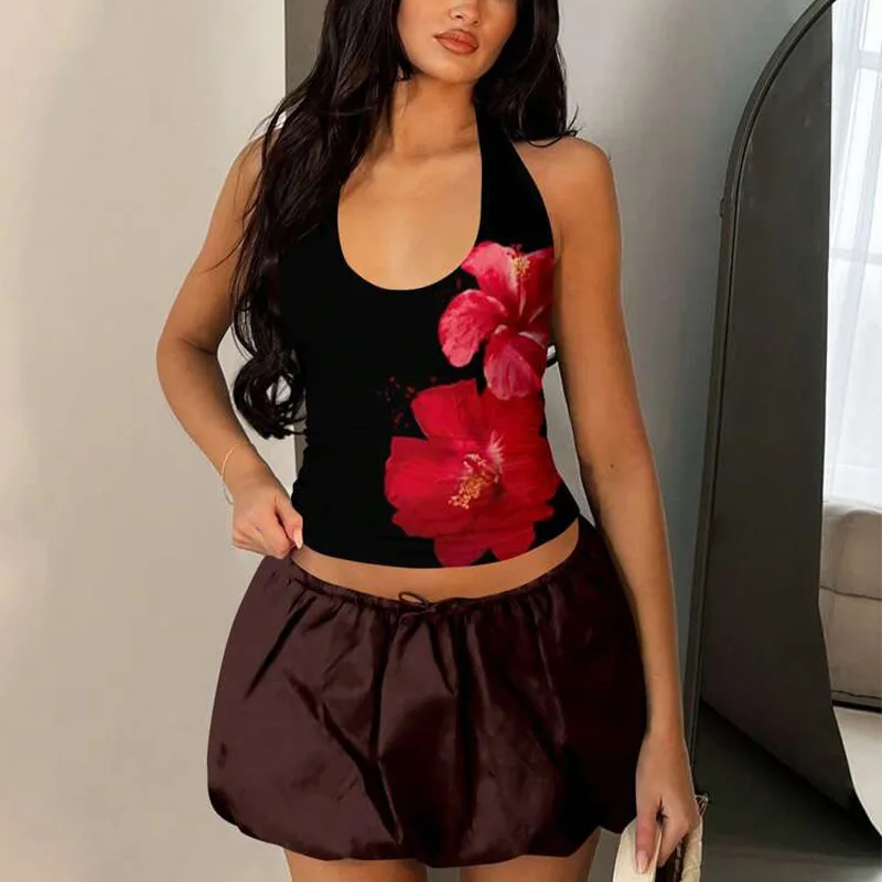 

Hot Girl Camisole Women'S Vacation Style Backless Hanging Neck Vest Top
