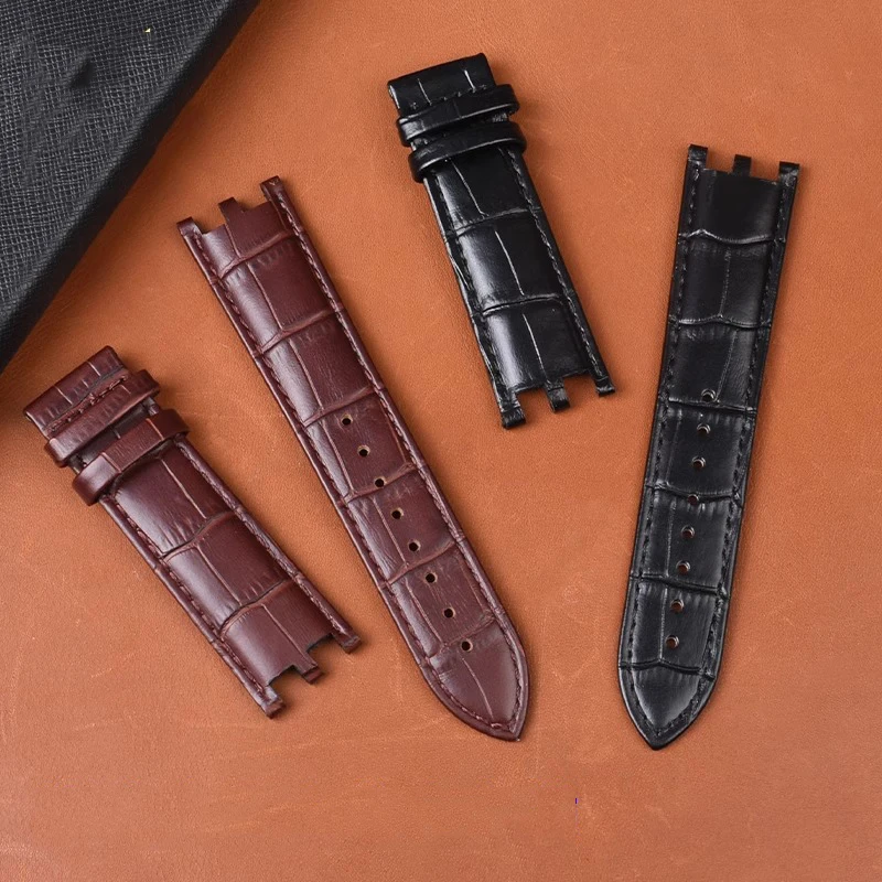 Double Notch Watch Strap 24mm For VERSACE V-RACECHRONO Genuine Leather Men's Waterproof Watch Strap Accessories