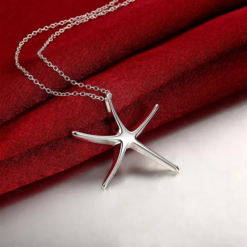 Silver Color Necklace for Women Star Shape Pendant Wholesale Manufacturer Wedding Jewelry Silver Plated Starfish Necklace