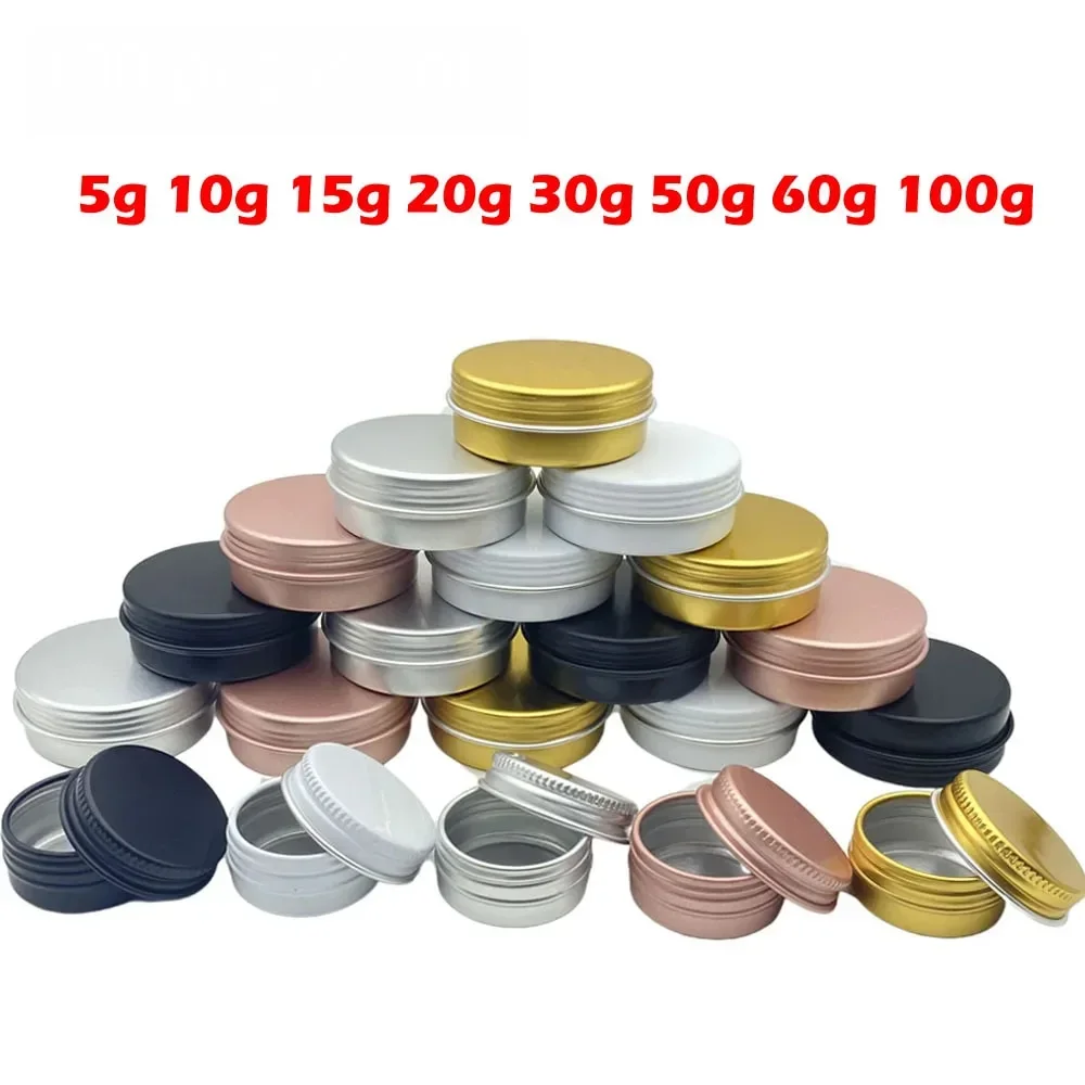 化粧品用アルミ容器フェイスケアアイクリームリップクリーム光沢パッケージ50ml-5g-10g-15g-20g-30g-50g、60g、100g、100個