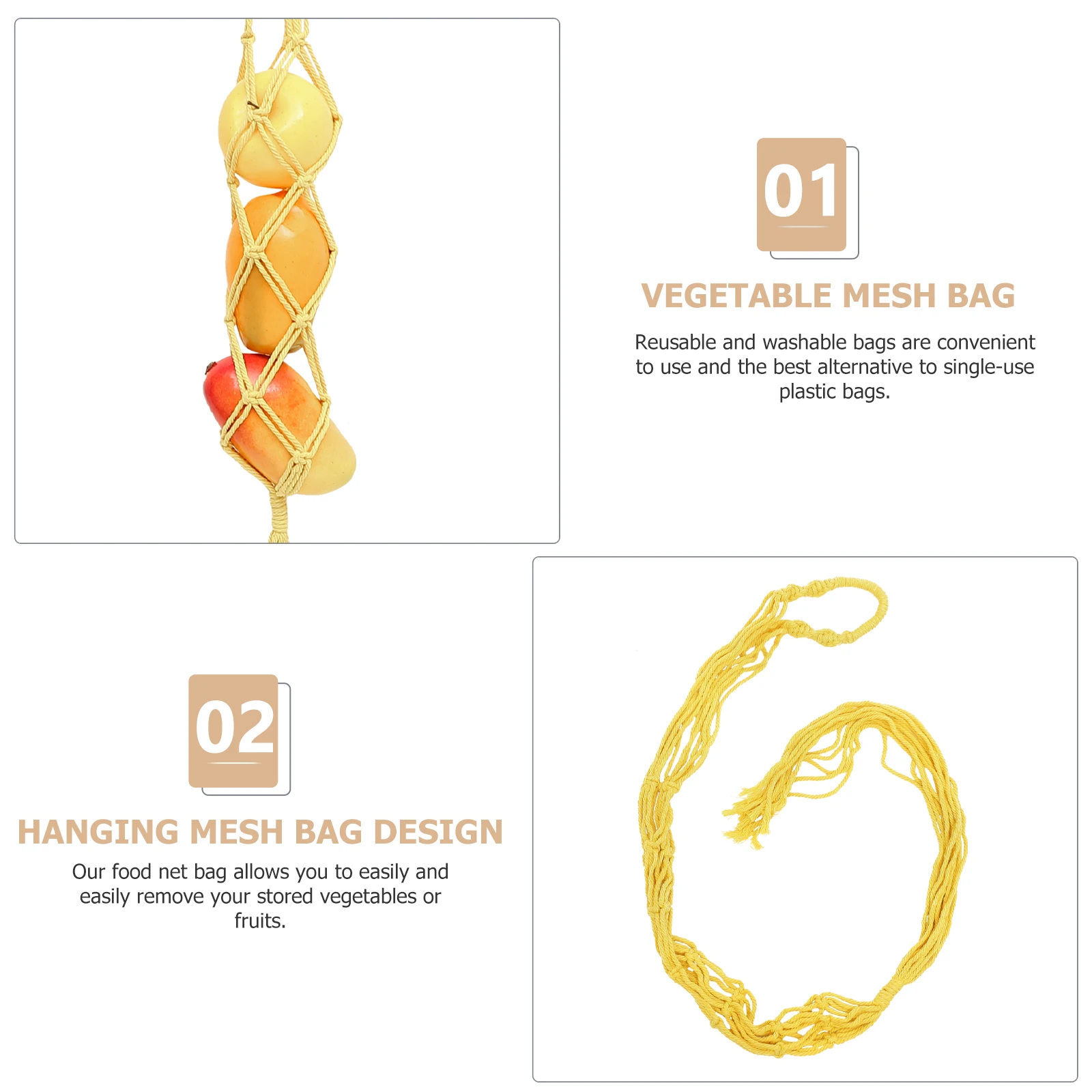 

2pcs Storage Hanging Bag Set for Kitchen Breathable Reusable Cotton Mesh Bags Net Garlic Ginger Onions Vegetables Fruits Long