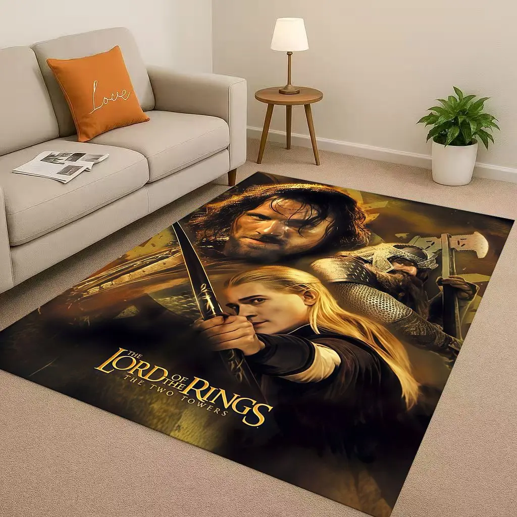 سجادة كلاسيكية L-Lord of The Rings H-Hobbit Gandalf Legolas لغرفة المعيشة، سجادة ناعمة لأريكة غرفة النوم، ممسحة منزلية