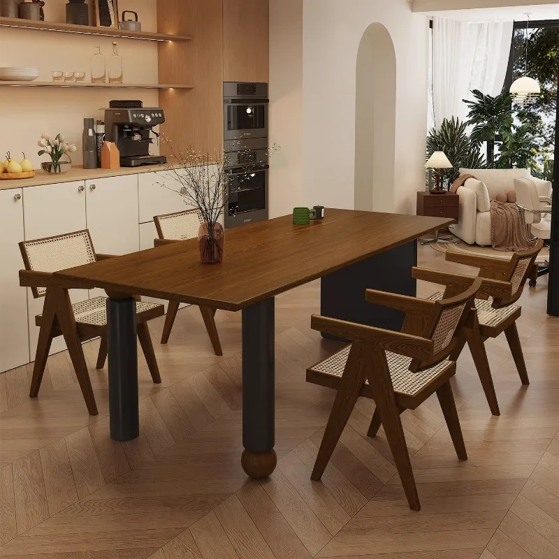 

Medieval solid wood dining table, French retro home dining table