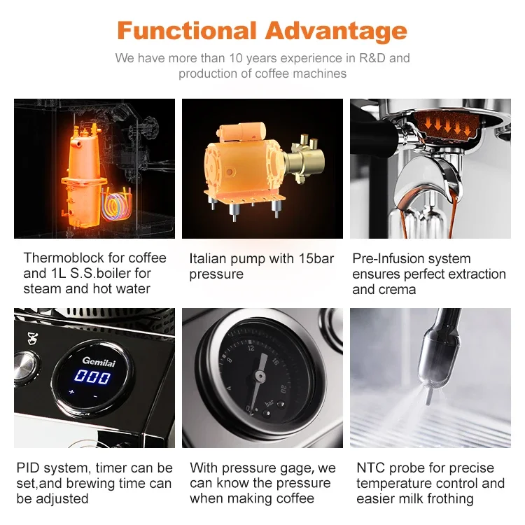 CRM3145 15 Bar Latte Cappuccino Italian Professional Multi-function Manual Commercial Espresso Coffee Machine